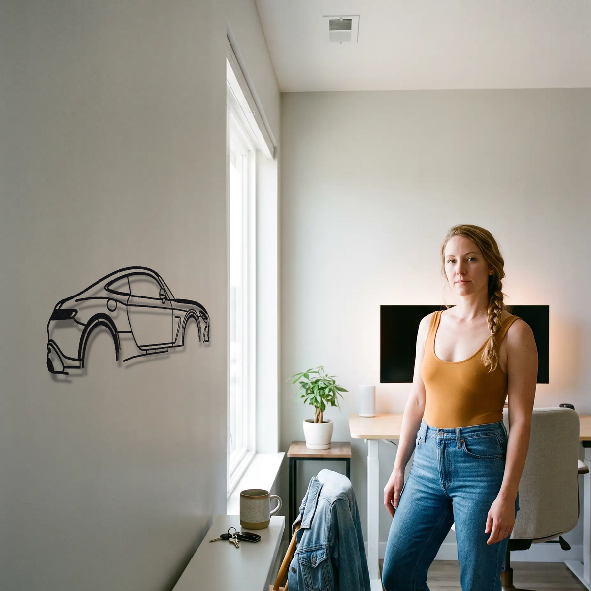 2025- Mercedes-AMG GT 63 Pro C192 metal wall art shown to scale beside a person