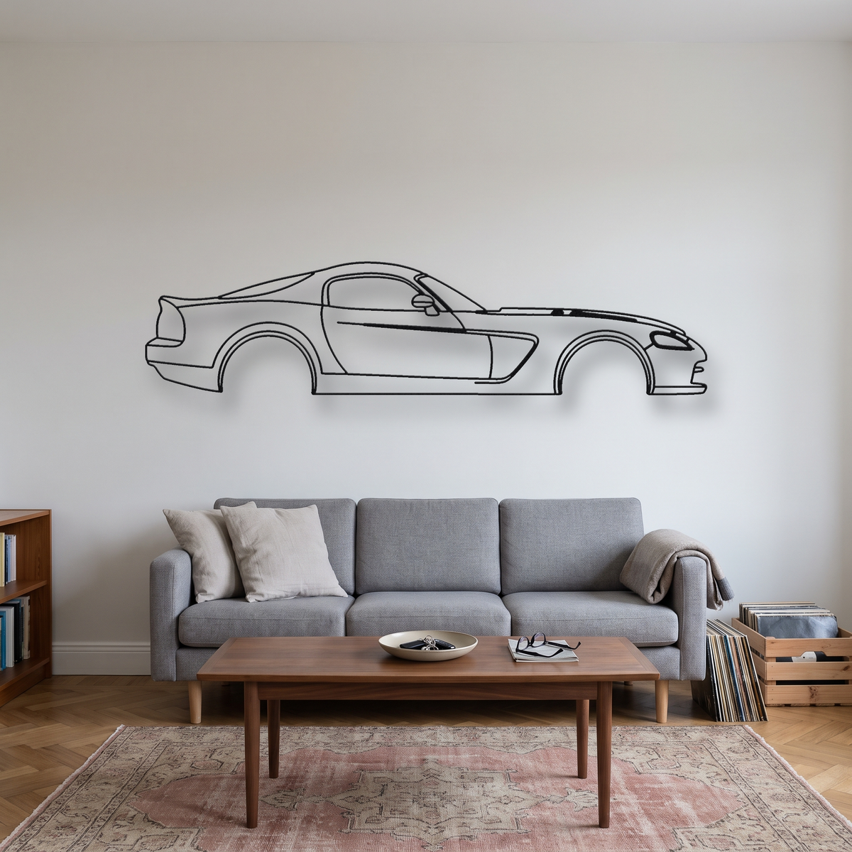 Dodge Viper SRT-10 Coupe Gen 3 metal wall art silhouette, front view on wall