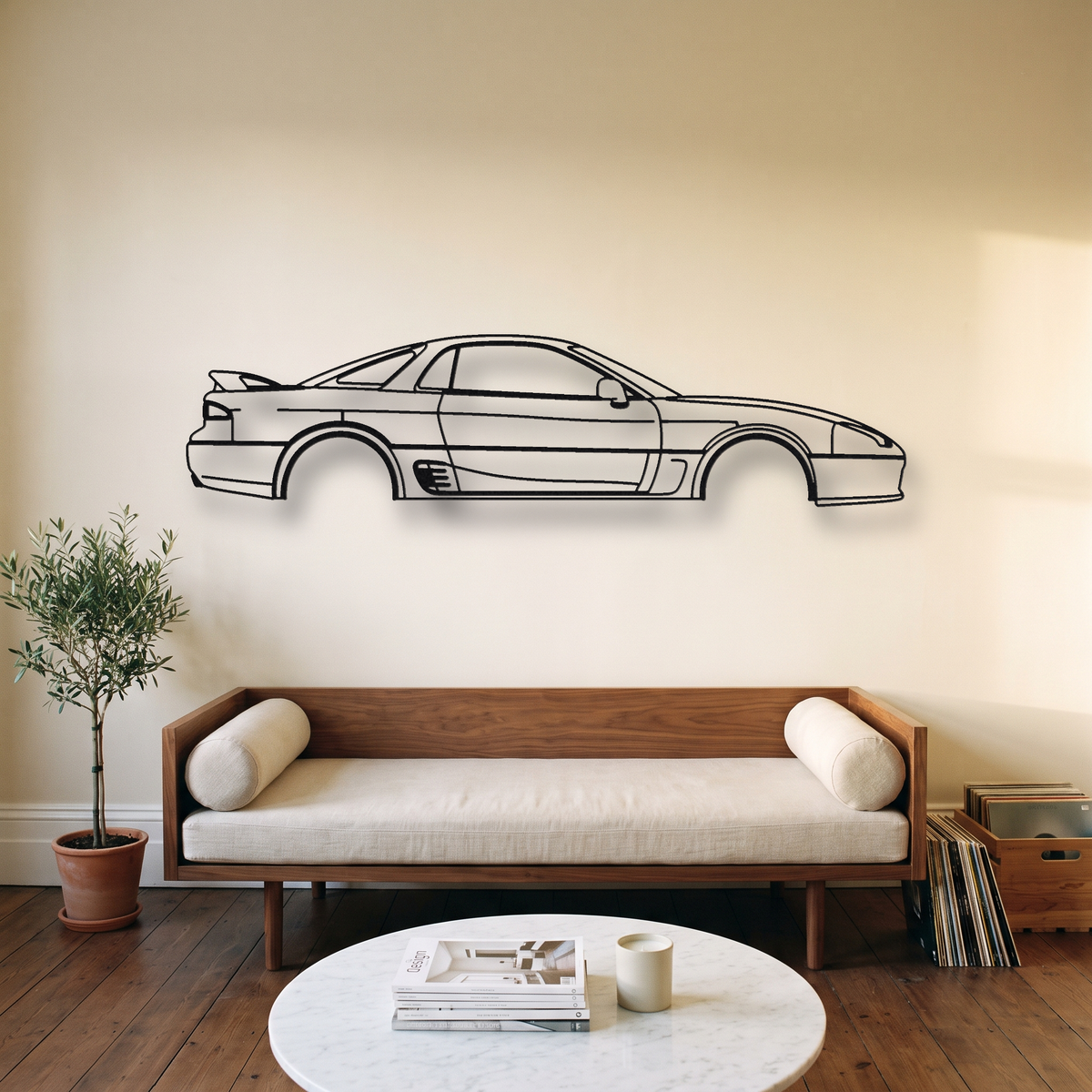 Mitsubishi 3000GT VR-4 Z16A/Z15A metal wall art silhouette, front view on wall