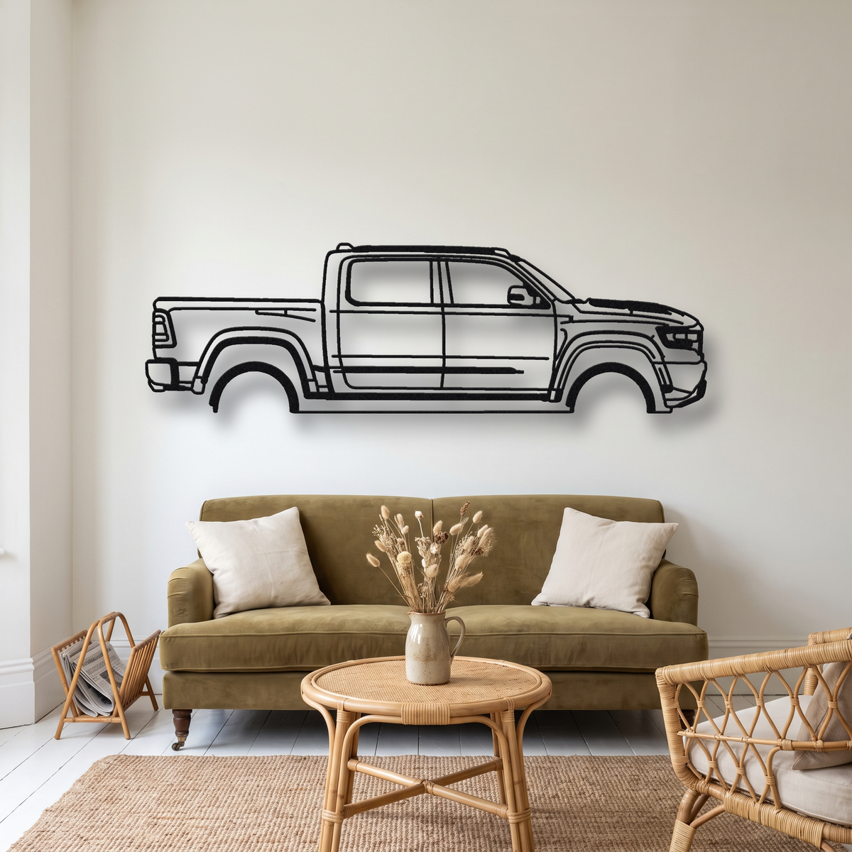 2021- Hennessey Mammoth 1000 TRX metal wall art silhouette, front view on wall