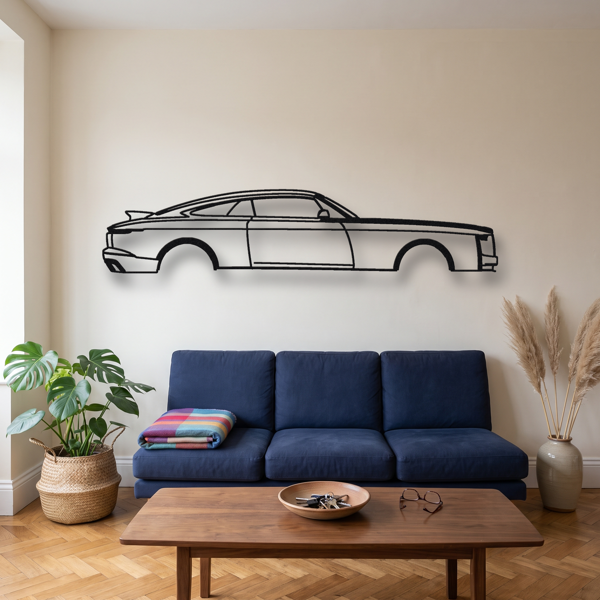 2017-24 Rolls-Royce Sweptail / Boat Tail / Droptail Coachbuild metal wall art silhouette, front view on wall