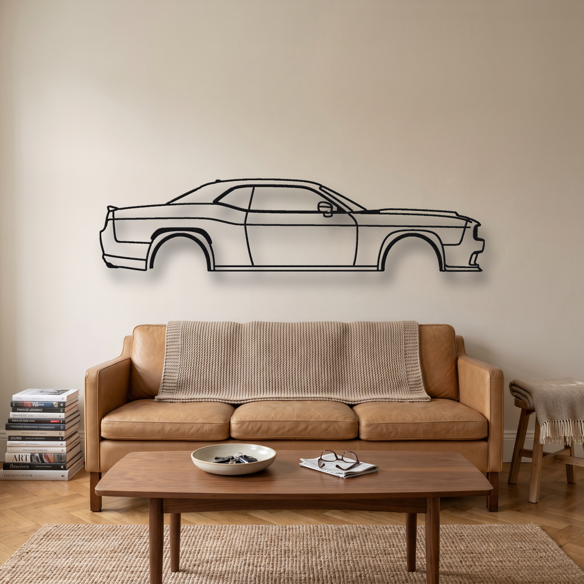 2020-23 Dodge Challenger SRT Super Stock LA metal wall art silhouette, front view on wall