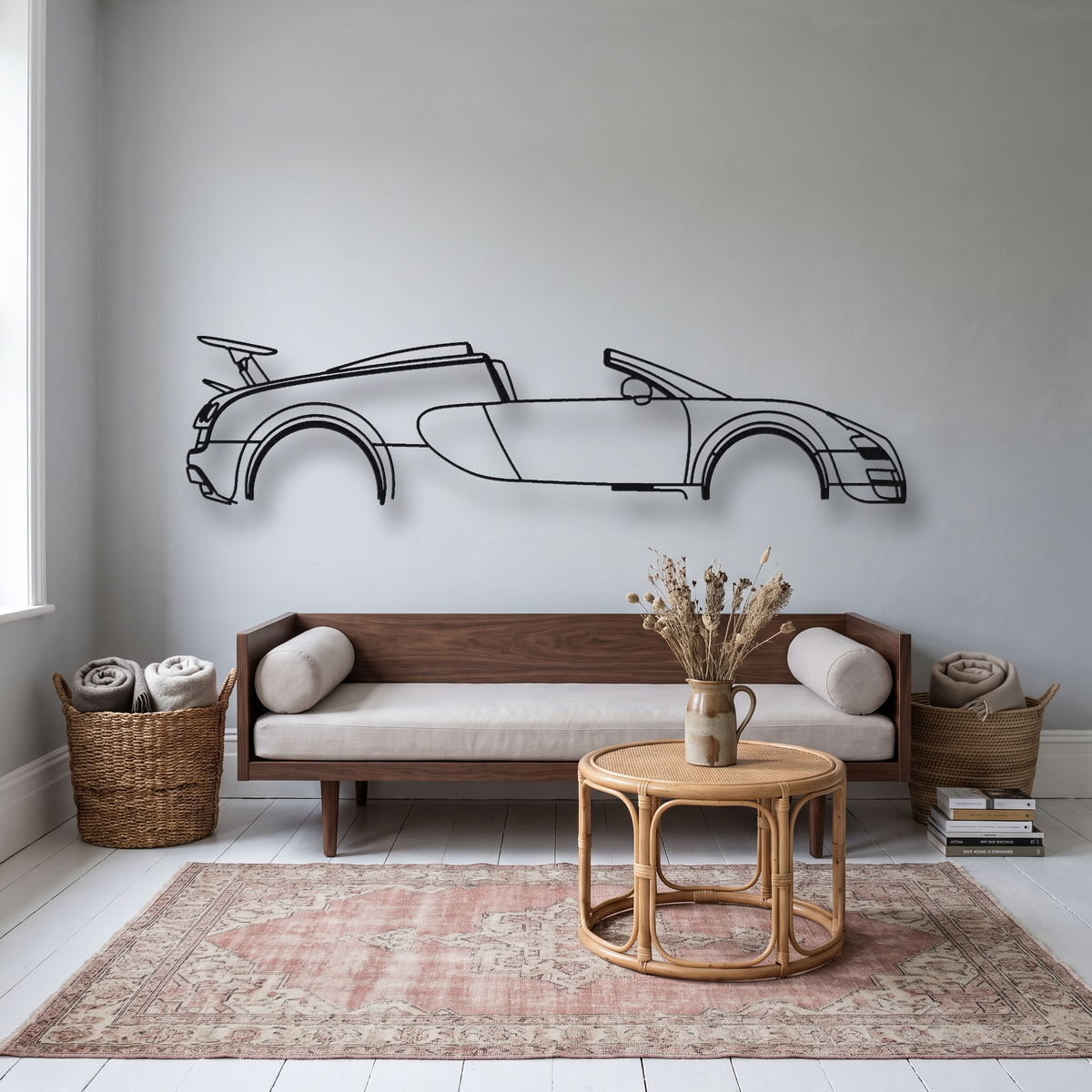 Bugatti Veyron Grand Sport Vitesse metal wall art silhouette, front view on wall
