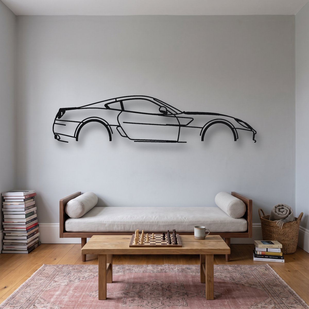 2009-12 Ferrari 599 GTB Fiorano HGTE F141 metal wall art silhouette, front view on wall