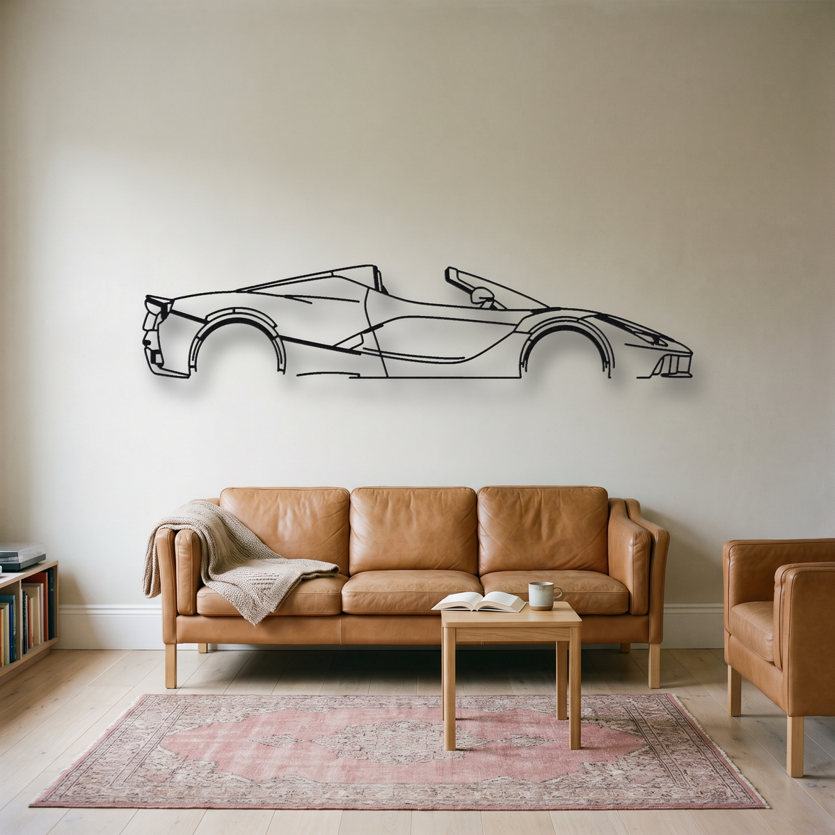 Ferrari LaFerrari Aperta metal wall art silhouette, front view on wall