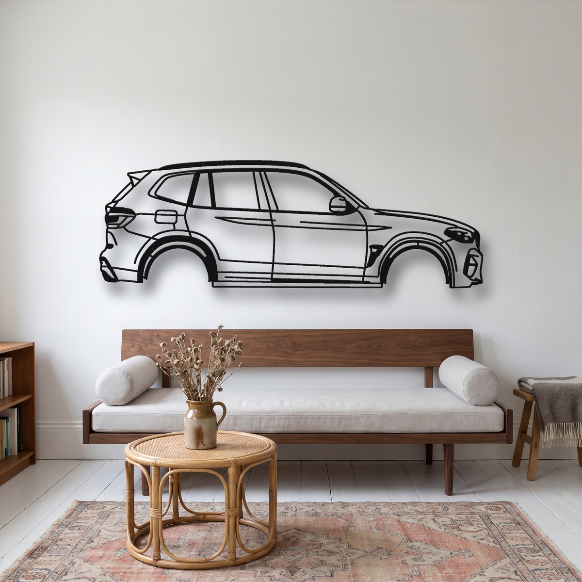 2020- BMW X3 M Competition F97 metal wall art silhouette, front view on wall