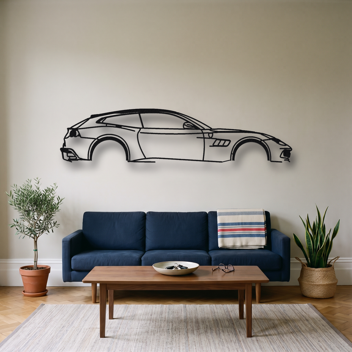 2017-20 Ferrari GTC4Lusso T F151M metal wall art silhouette, front view on wall