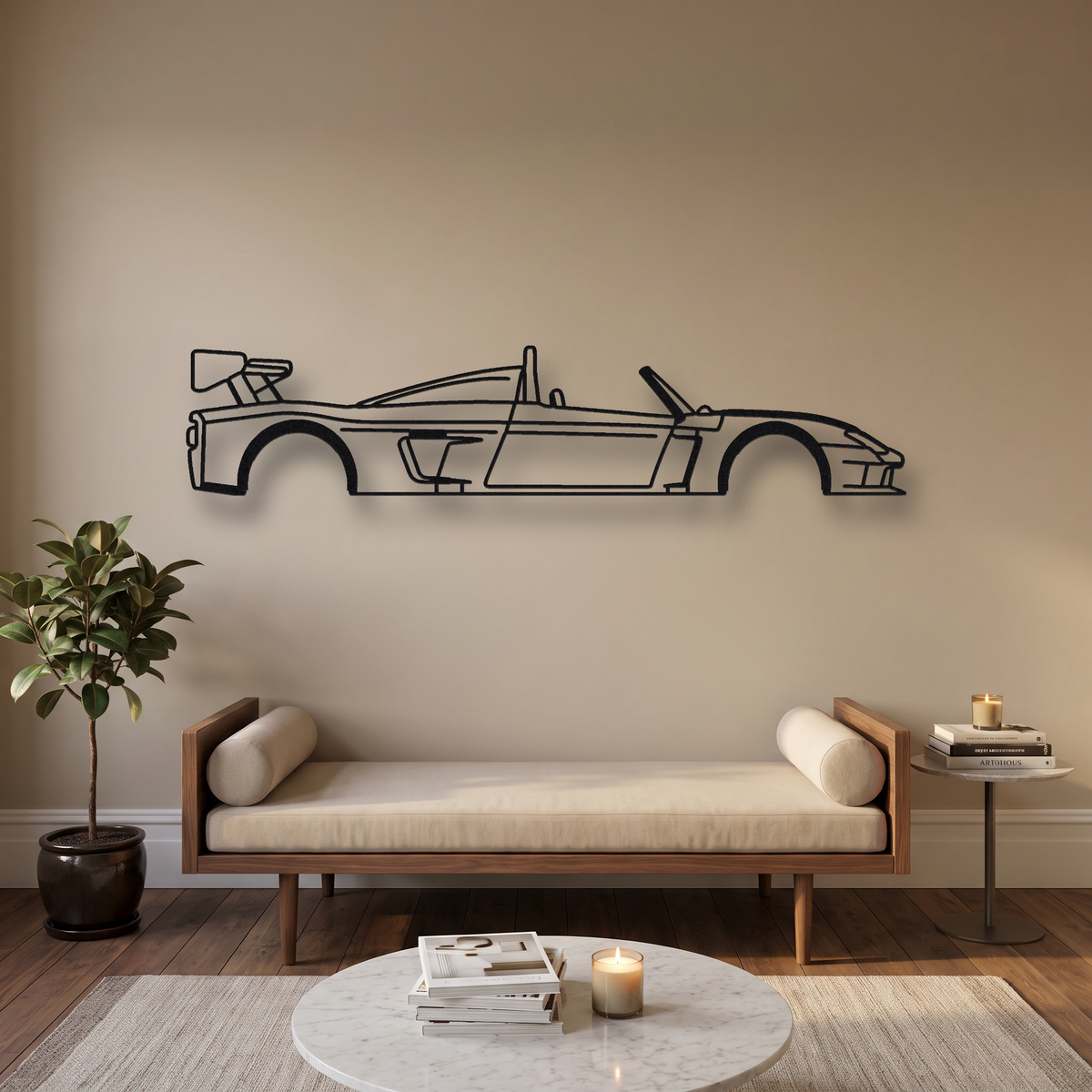2010- Radical SR3 XX / RXC Turbo metal wall art silhouette, front view on wall