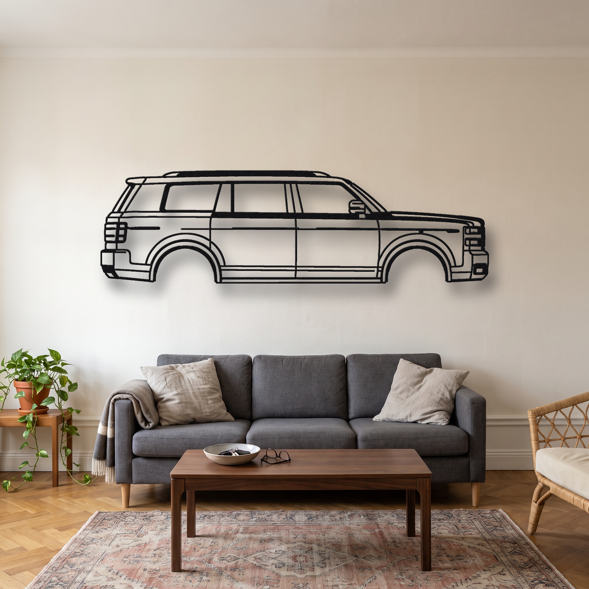 2023- Toyota Century SUV metal wall art silhouette, front view on wall