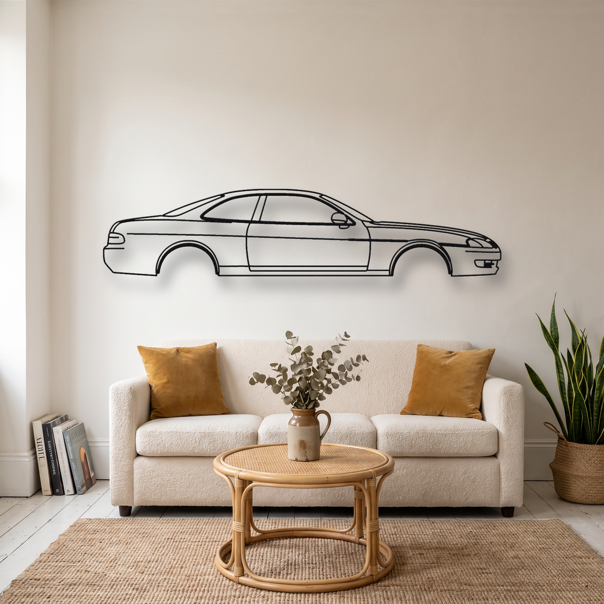 Lexus SC300 / SC400 Z30 metal wall art silhouette, front view on wall