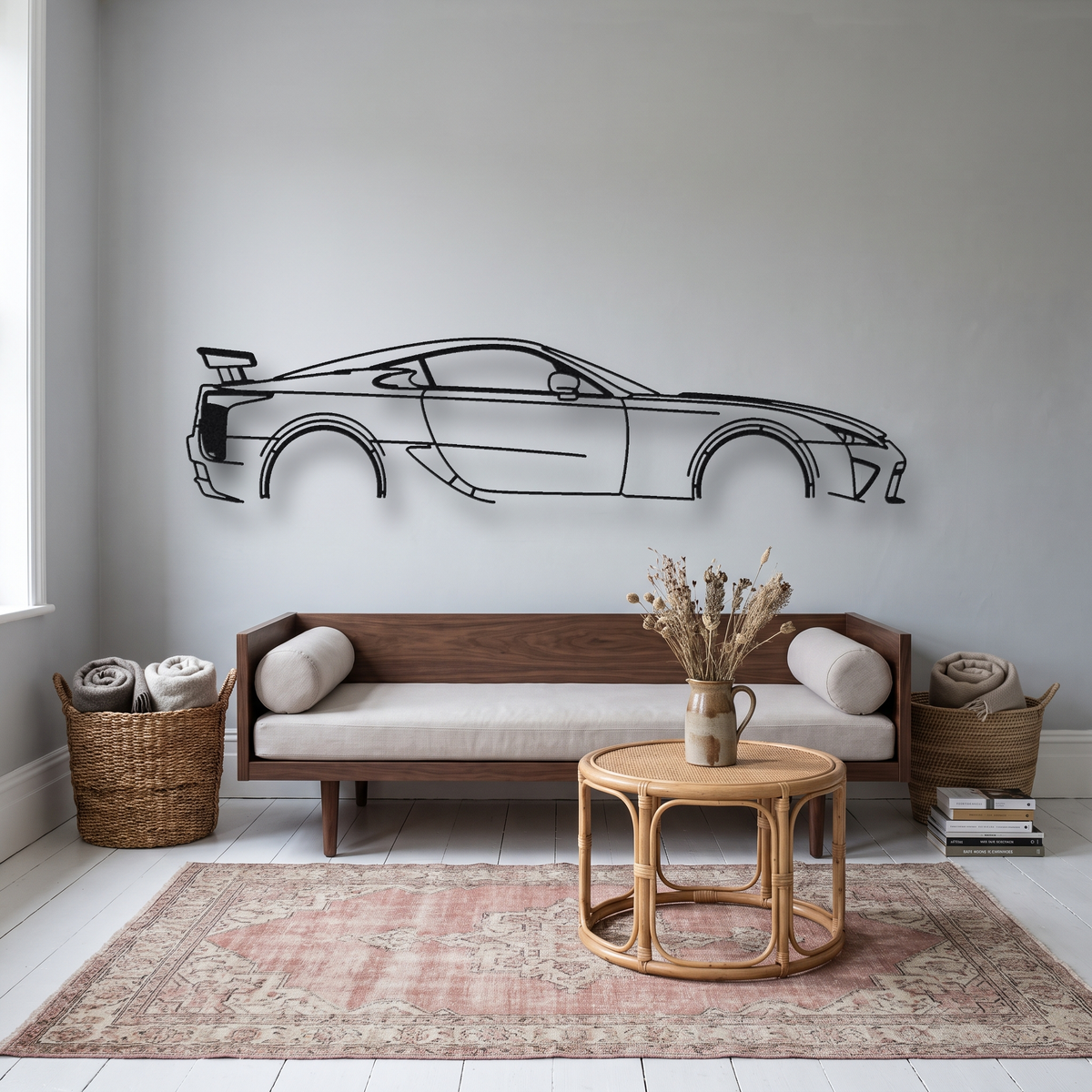 Lexus LFA Nürburgring Package metal wall art silhouette, front view on wall