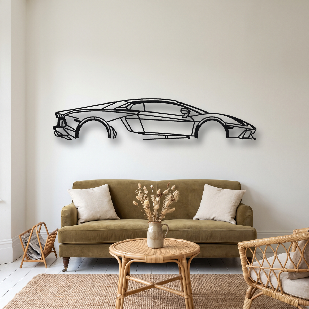 2013 Lamborghini Aventador LP720-4 50 Anniversario LP720-4 metal wall art silhouette, front view on wall