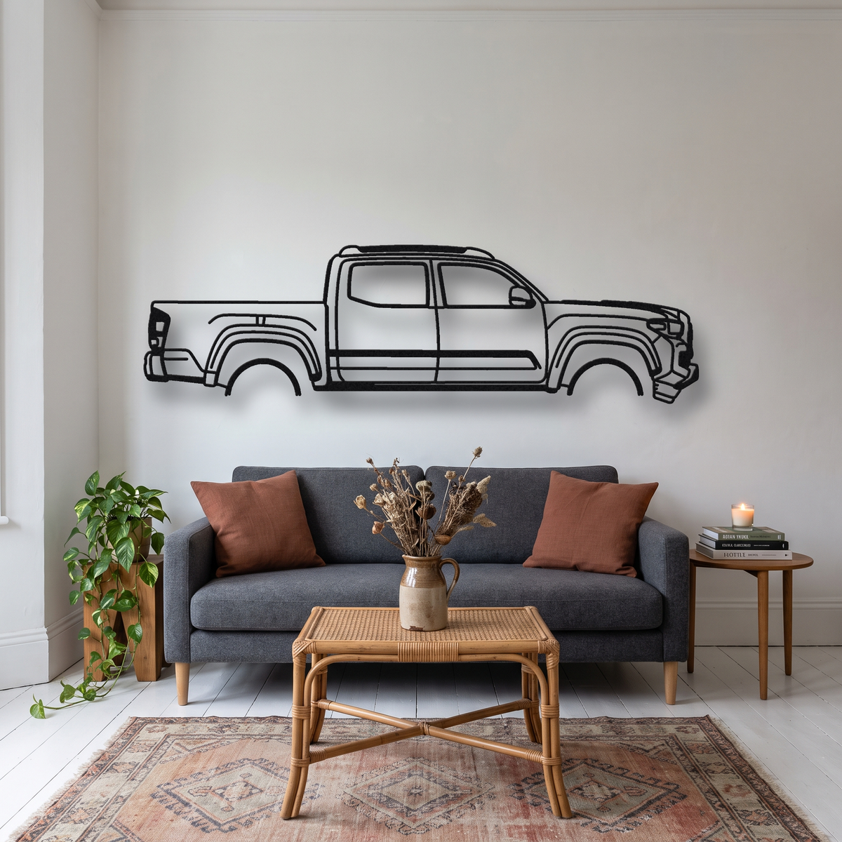 2016- Toyota Tacoma TRD Pro N400 metal wall art silhouette, front view on wall