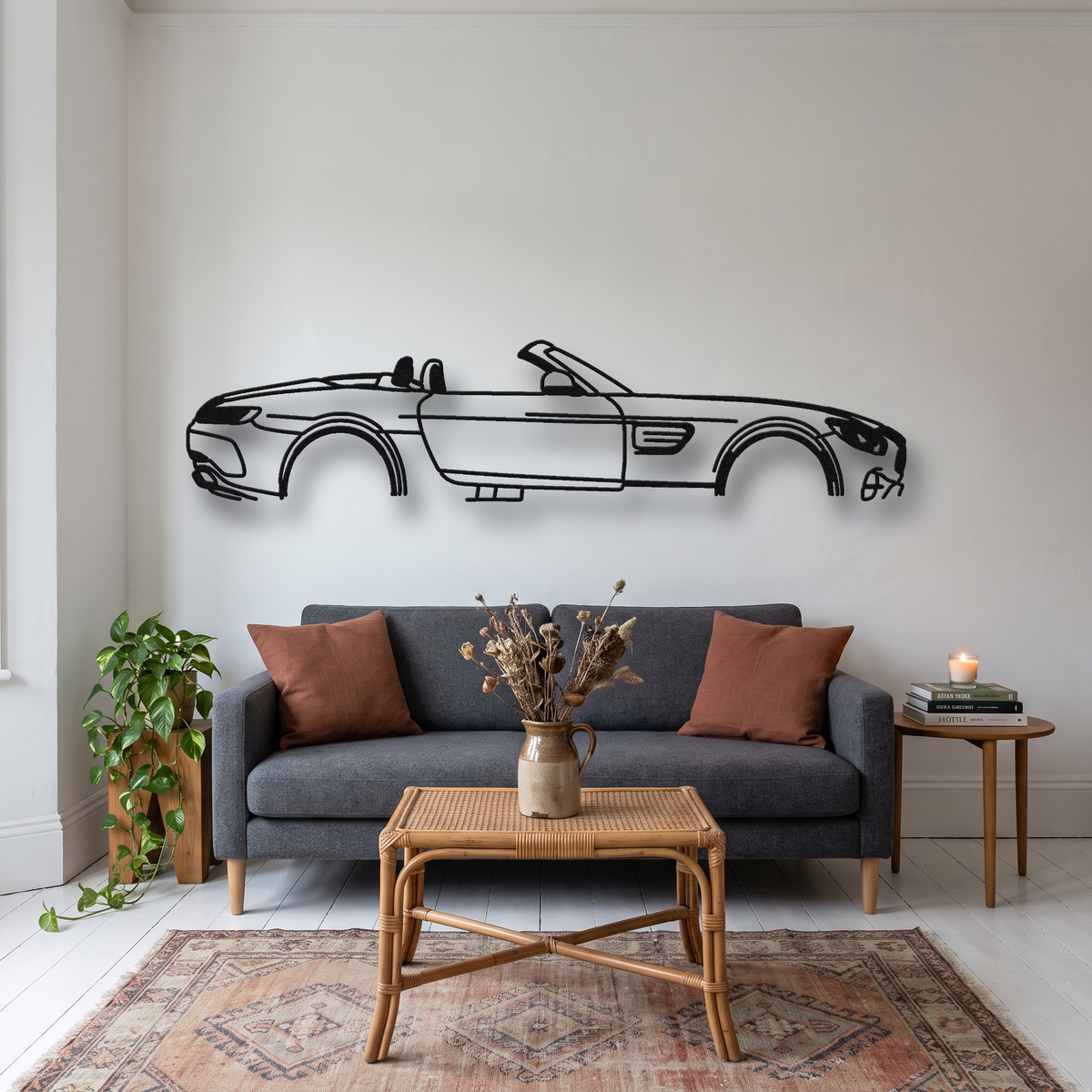 2017-21 Mercedes-AMG GT C Roadster R190 metal wall art silhouette, front view on wall