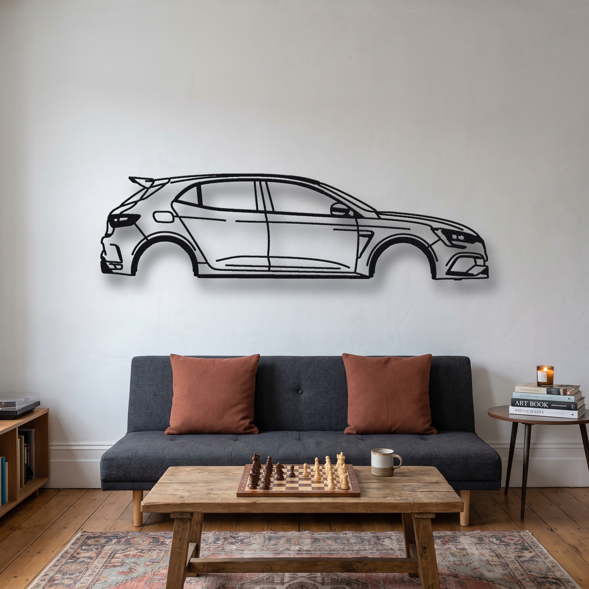 2019 Renault Megane RS Trophy-R MK4 metal wall art silhouette, front view on wall