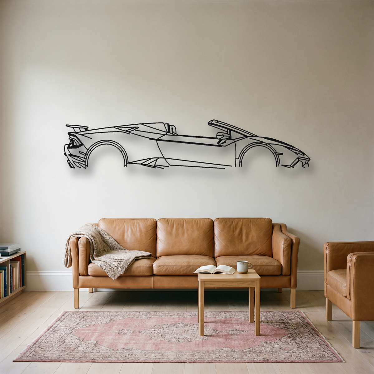 Lamborghini Huracán Performante Spyder metal wall art silhouette, front view on wall