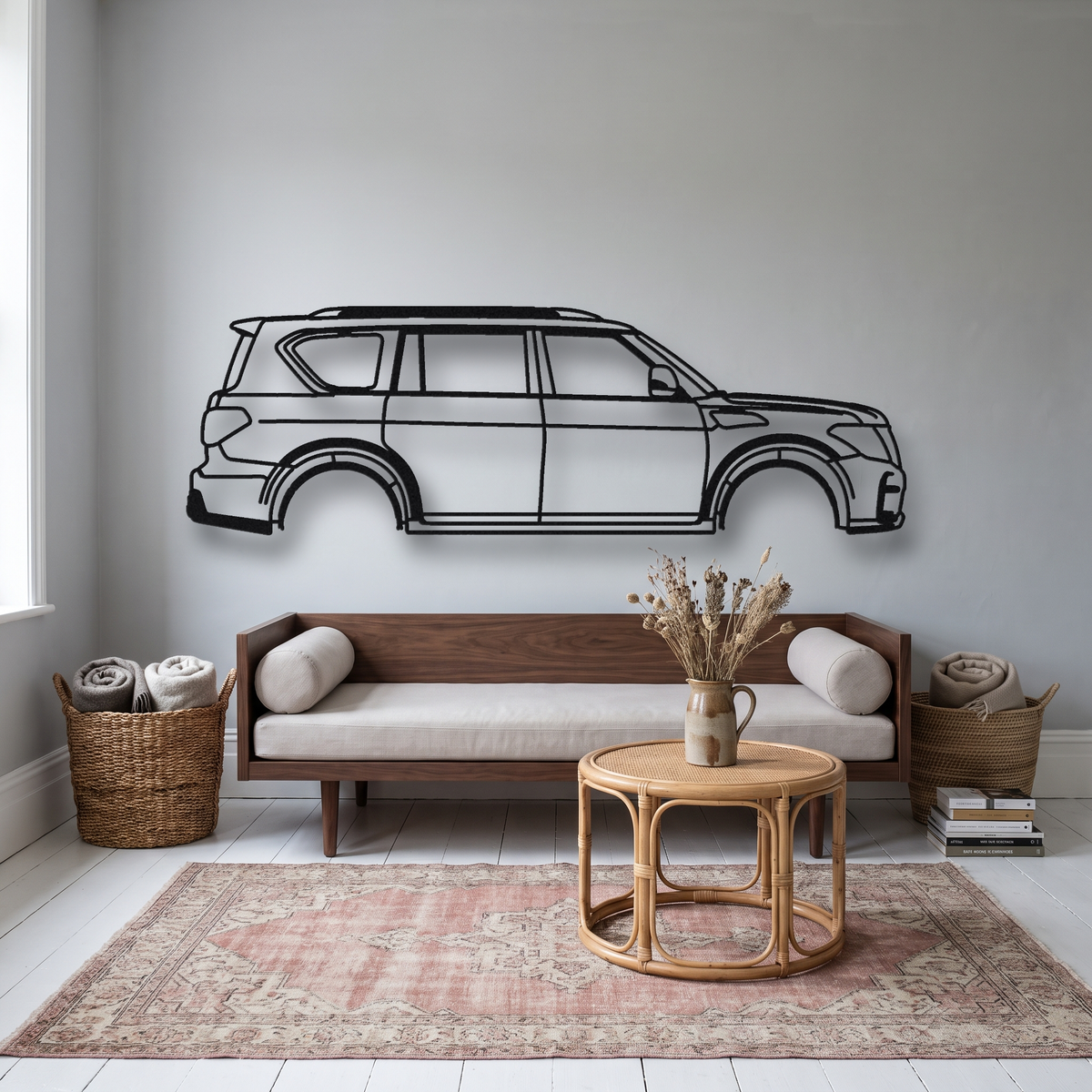 2016- Nissan Patrol NISMO Y62 metal wall art silhouette, front view on wall