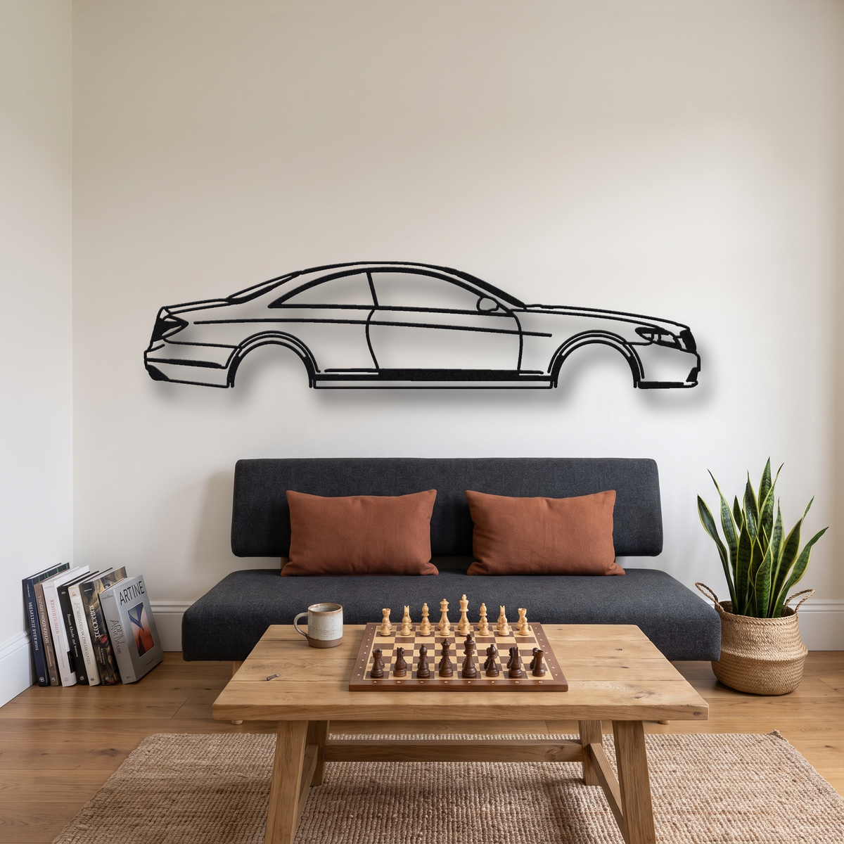 2007-14 Mercedes-AMG CL 63 / CL 65 AMG C216 metal wall art silhouette, front view on wall