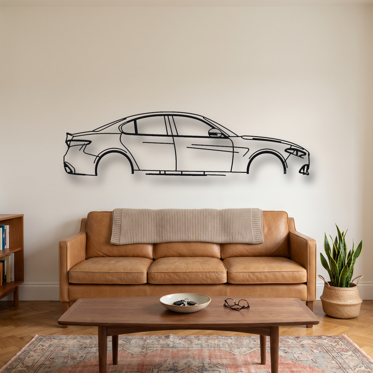 Alfa Romeo Giulia Quadrifoglio 952 metal wall art silhouette, front view on wall