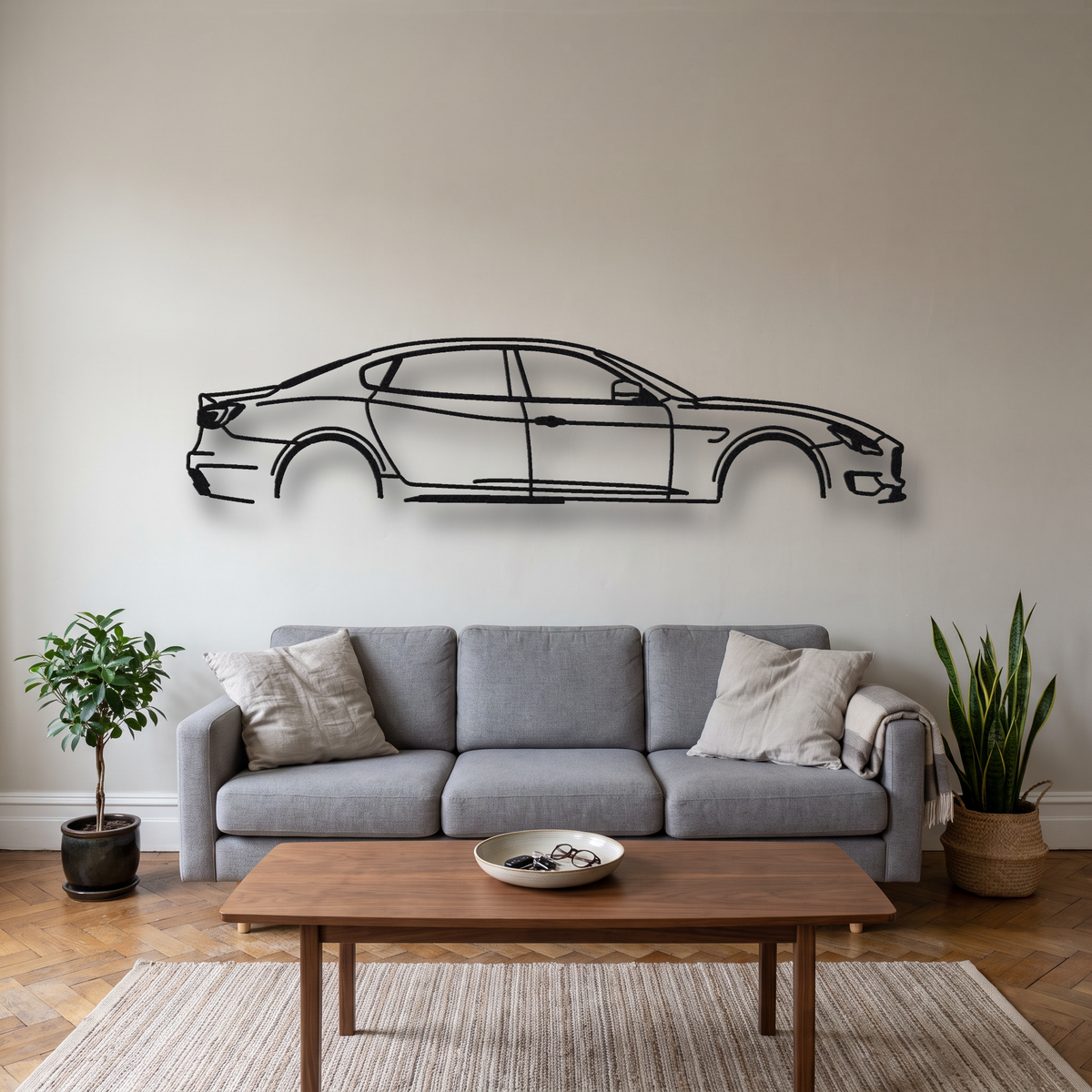2013-23 Maserati Quattroporte GTS M156 metal wall art silhouette, front view on wall