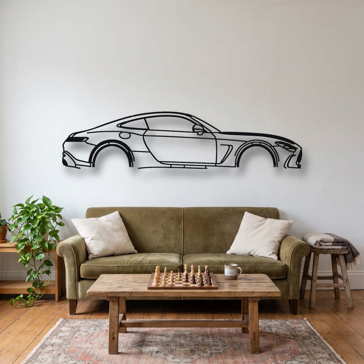 2025- Mercedes-AMG GT 63 Pro C192 metal wall art silhouette, front view on wall