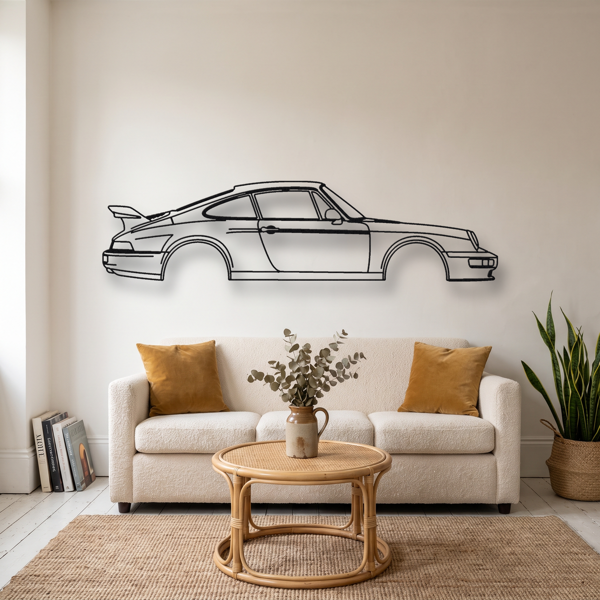 RUF RCT 964 metal wall art silhouette, front view on wall