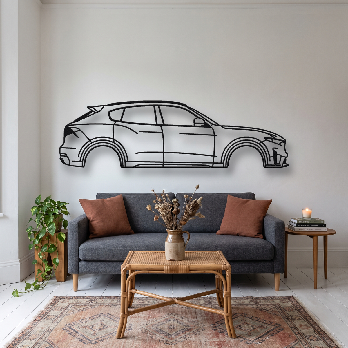 2019-23 Maserati Levante Trofeo metal wall art silhouette, front view on wall