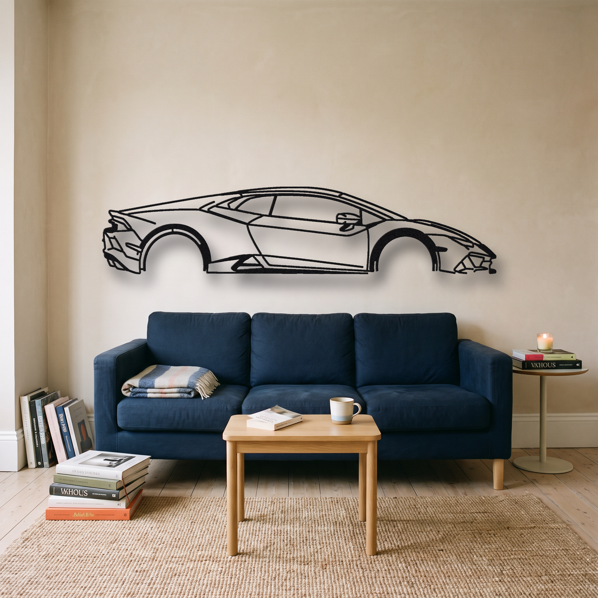 2019-22 Lamborghini Huracan EVO LB724 metal wall art silhouette, front view on wall