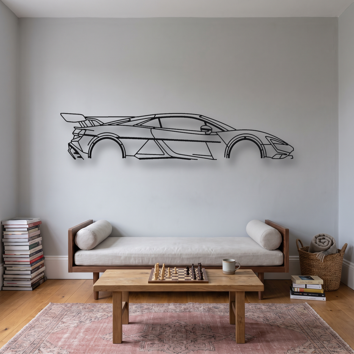 Yangwang U9 metal wall art silhouette, front view on wall