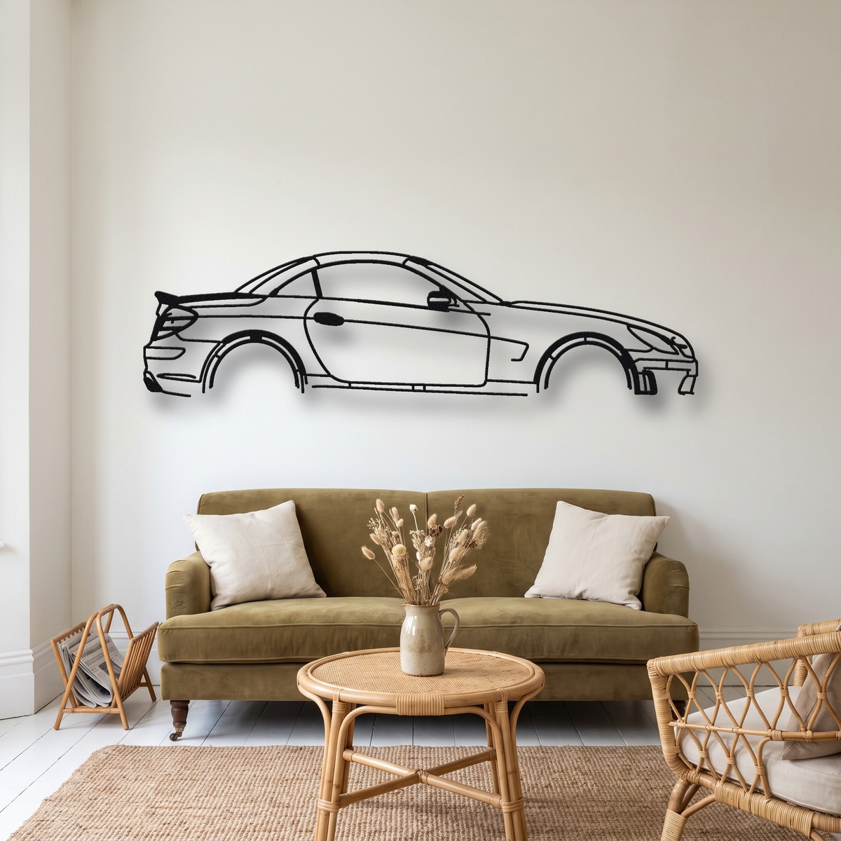 2006-08 Mercedes-AMG SLK 55 AMG Black Series R171 metal wall art silhouette, front view on wall