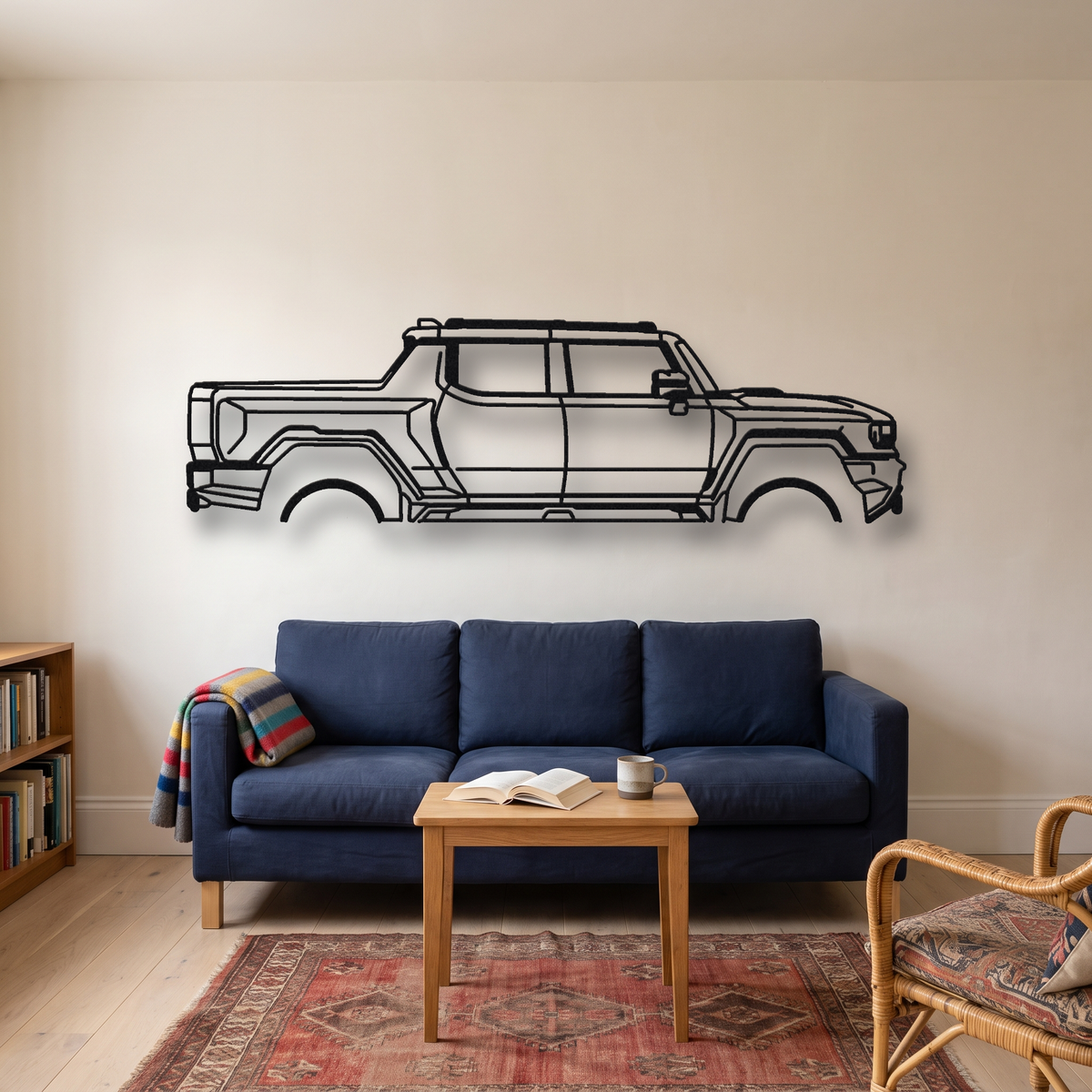 2022- GMC Hummer EV Edition 1 BT1 metal wall art silhouette, front view on wall