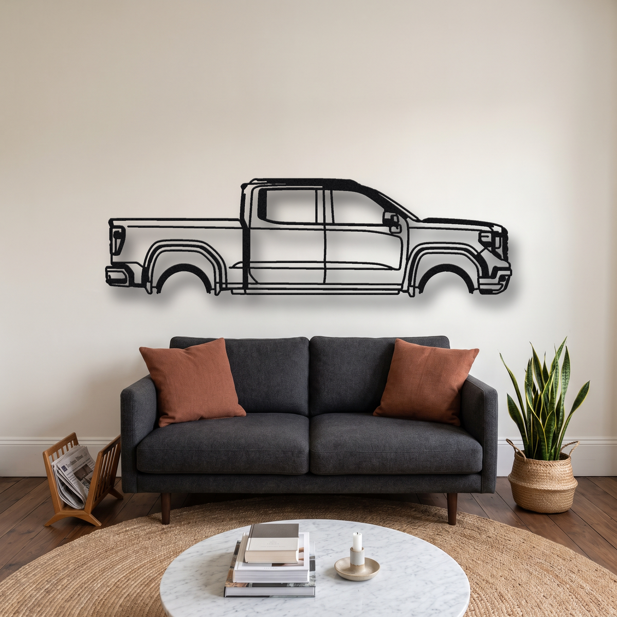 2022- GMC Sierra AT4X / Canyon AT4X T1XX metal wall art silhouette, front view on wall