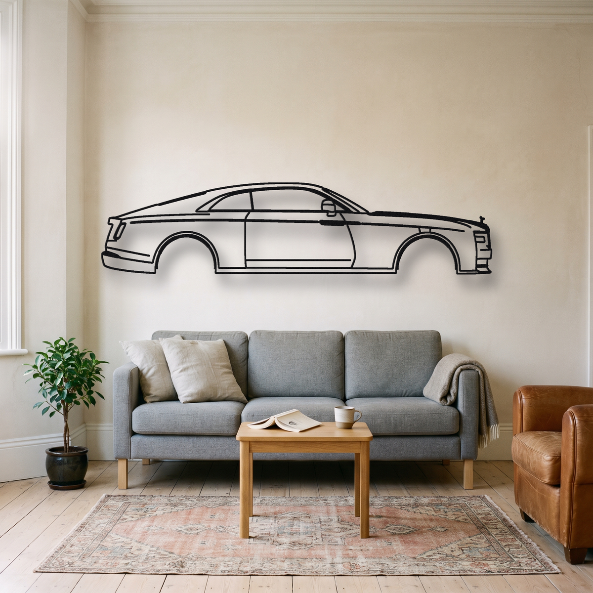 2024- Rolls-Royce Spectre metal wall art silhouette, front view on wall