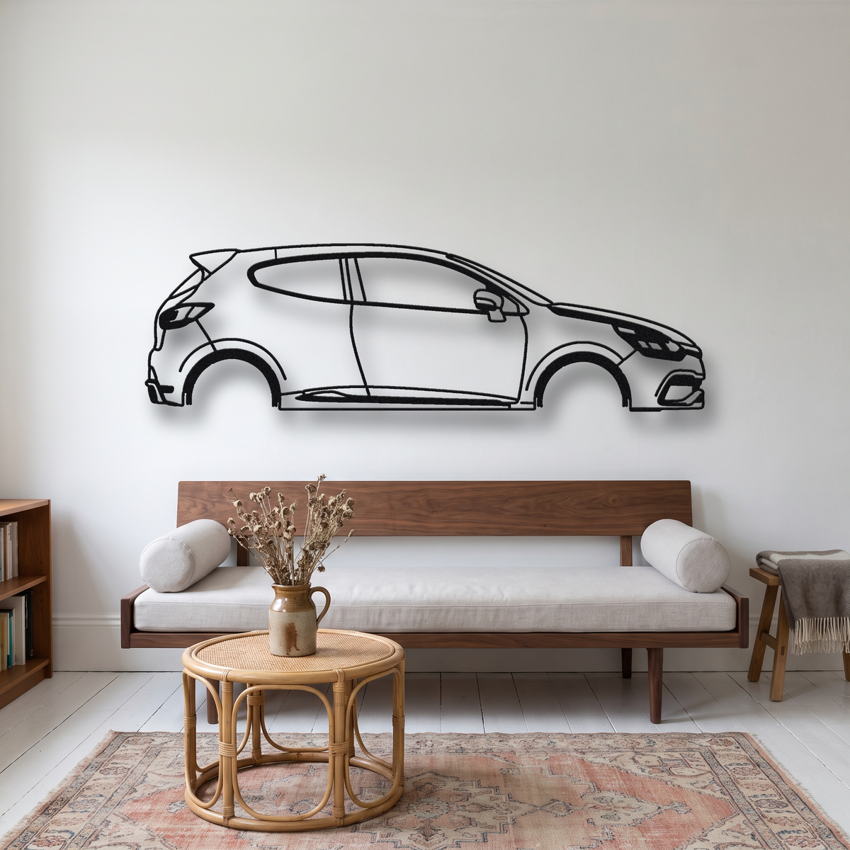 2009-18 Renault Clio RS 200 / RS 220 Trophy MK3/MK4 metal wall art silhouette, front view on wall