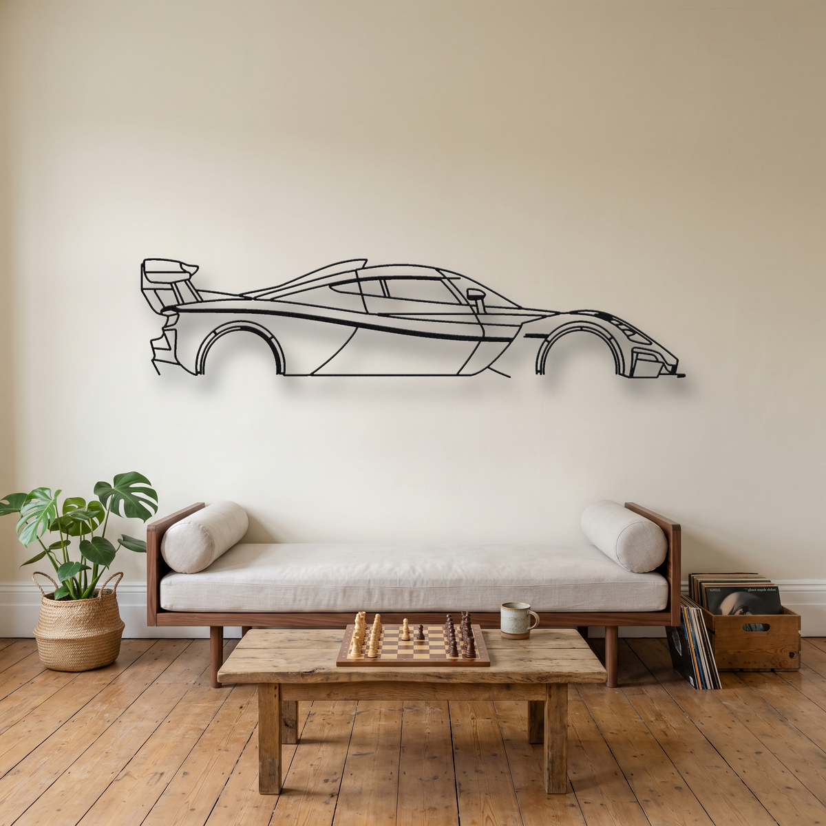 Praga Bohema metal wall art silhouette, front view on wall