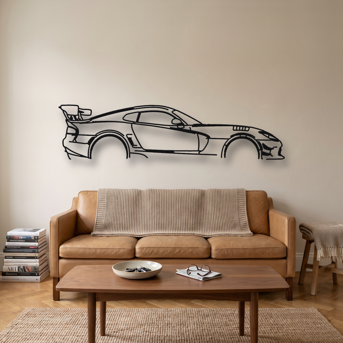 2016 Dodge Viper ACR Gen 5 metal wall art silhouette, front view on wall