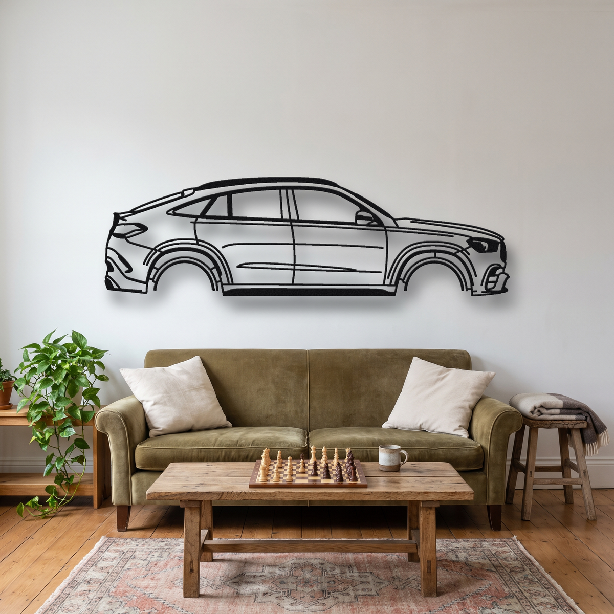 2021- Mercedes-AMG GLE 63 S Coupe C167 metal wall art silhouette, front view on wall