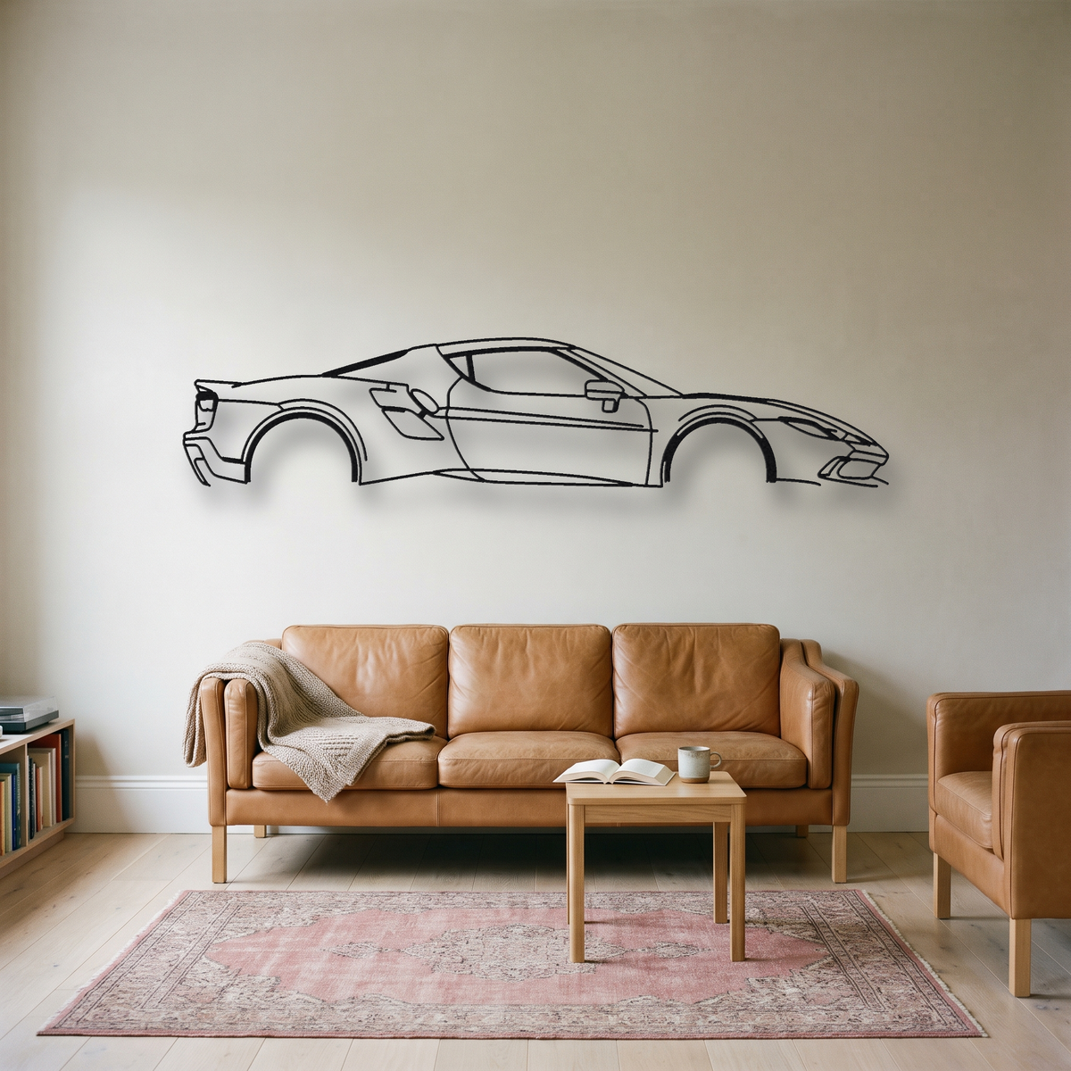 Ferrari 296 Speciale A metal wall art silhouette, front view on wall