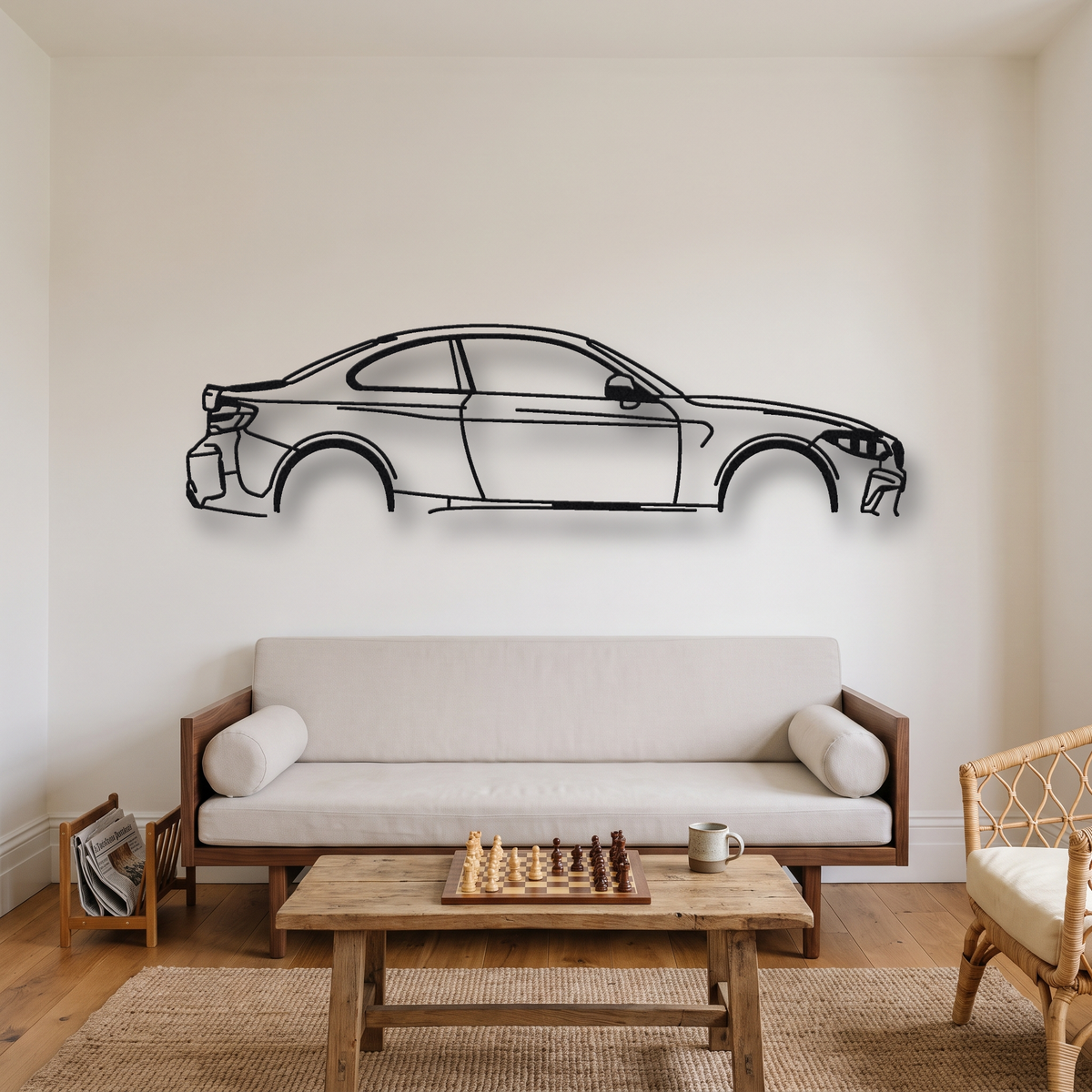 2018-21 BMW M2 Competition F87 metal wall art silhouette, front view on wall