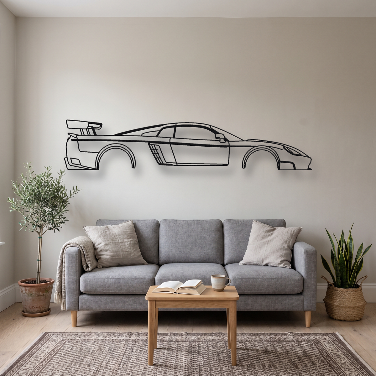 Saleen S7 Competition metal wall art silhouette, front view on wall