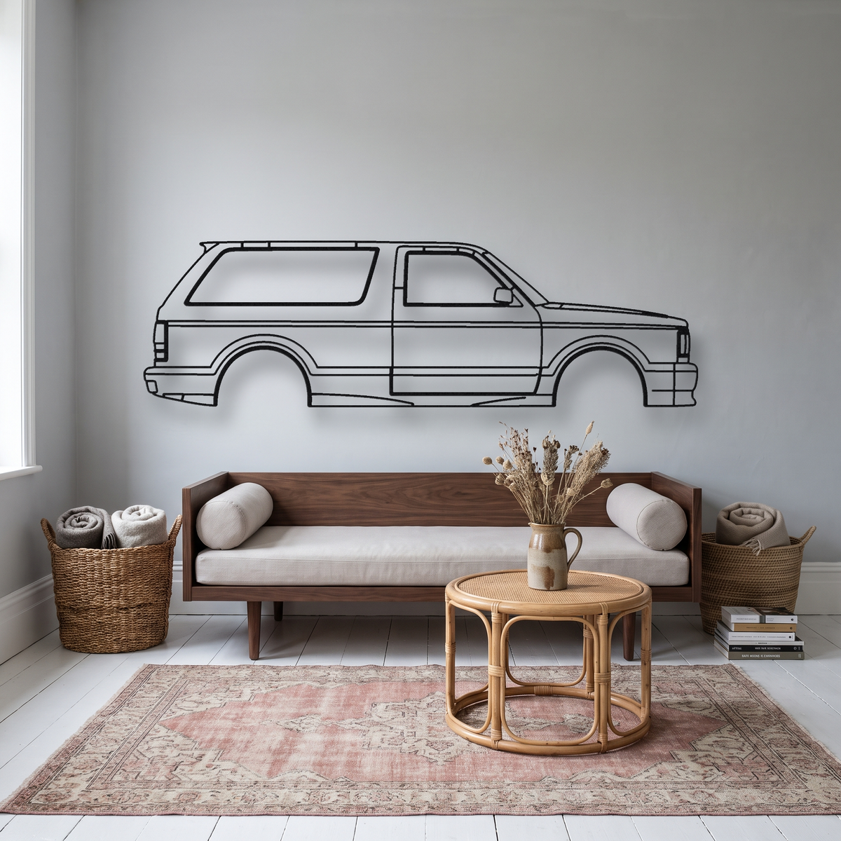 GMC Typhoon metal wall art silhouette, front view on wall