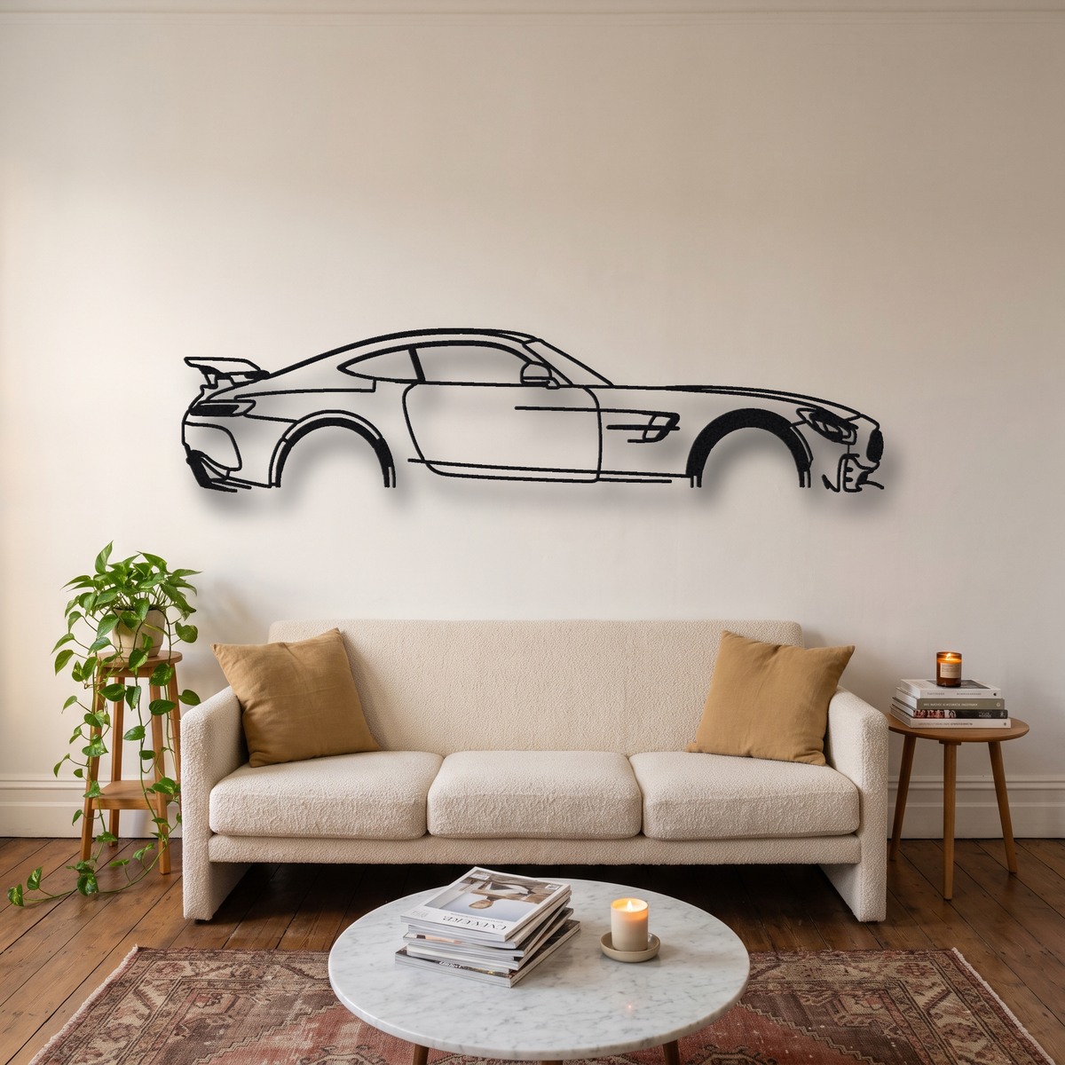 2019-20 Mercedes-AMG GT R Pro C190 metal wall art silhouette, front view on wall