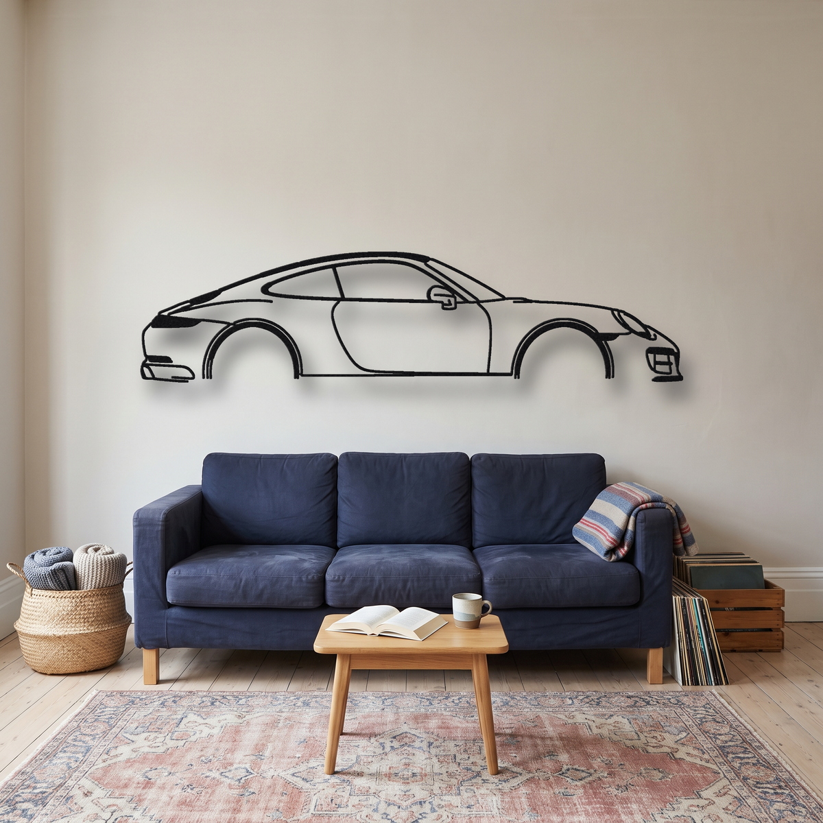 2017-19 Porsche 911 Carrera GTS 991.2 metal wall art silhouette, front view on wall