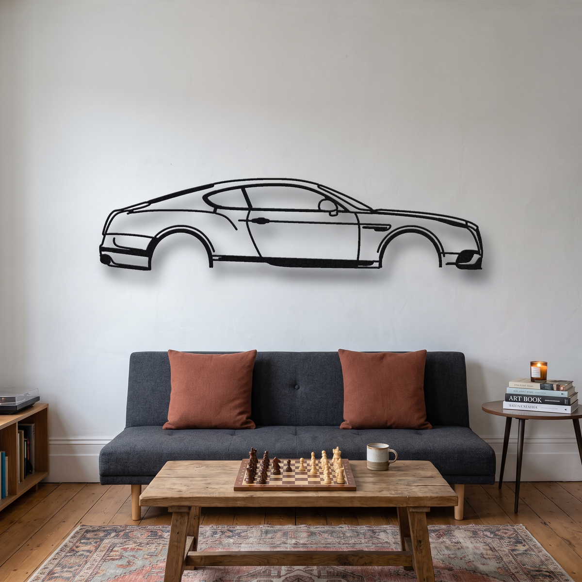 2013-18 Bentley Continental GT Speed Gen 2 metal wall art silhouette, front view on wall