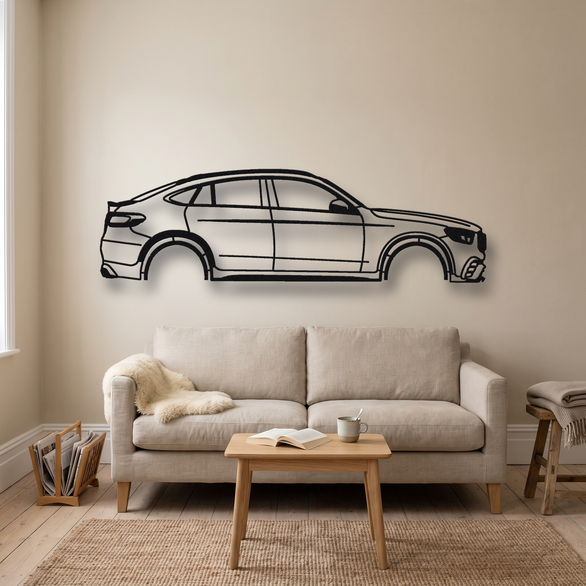 2018-22 Mercedes-AMG GLC 63 S Coupe C253 metal wall art silhouette, front view on wall