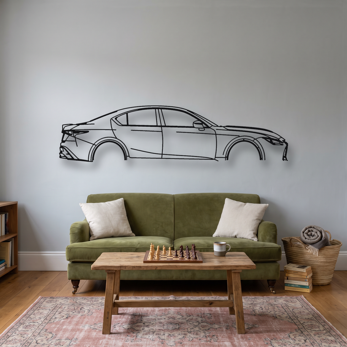 Lexus IS 500 F Sport Performance metal wall art silhouette, front view on wall