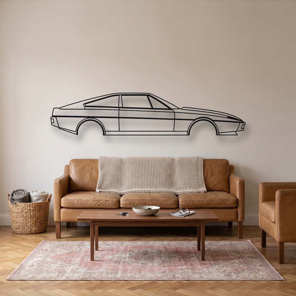 Lotus Excel metal wall art silhouette, front view on wall