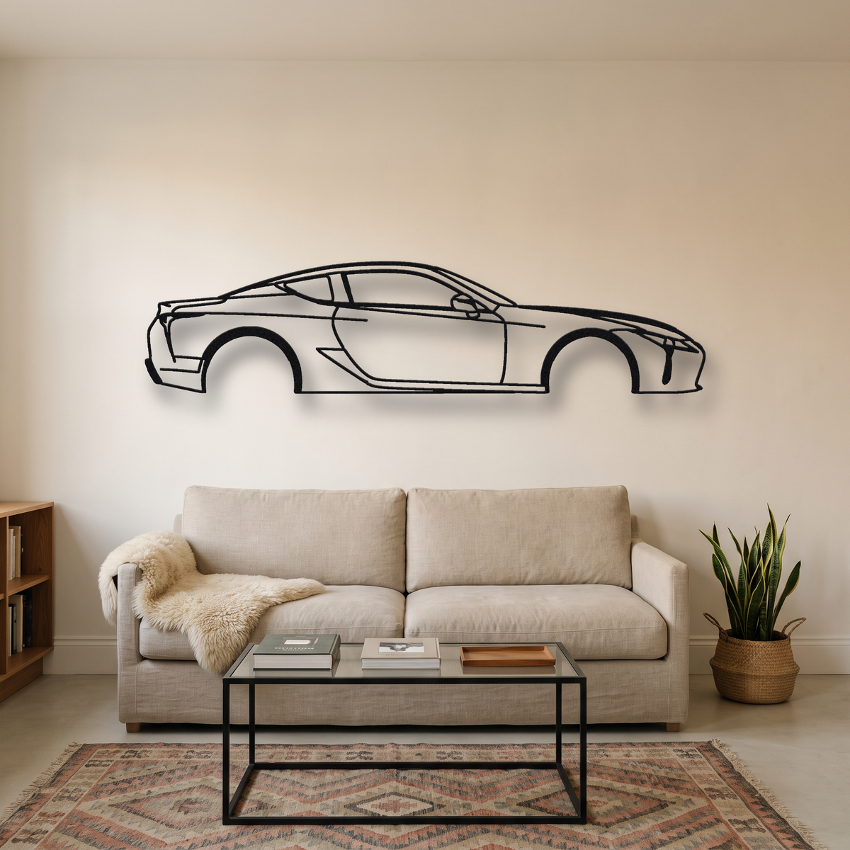 2018- Lexus LC 500h metal wall art silhouette, front view on wall