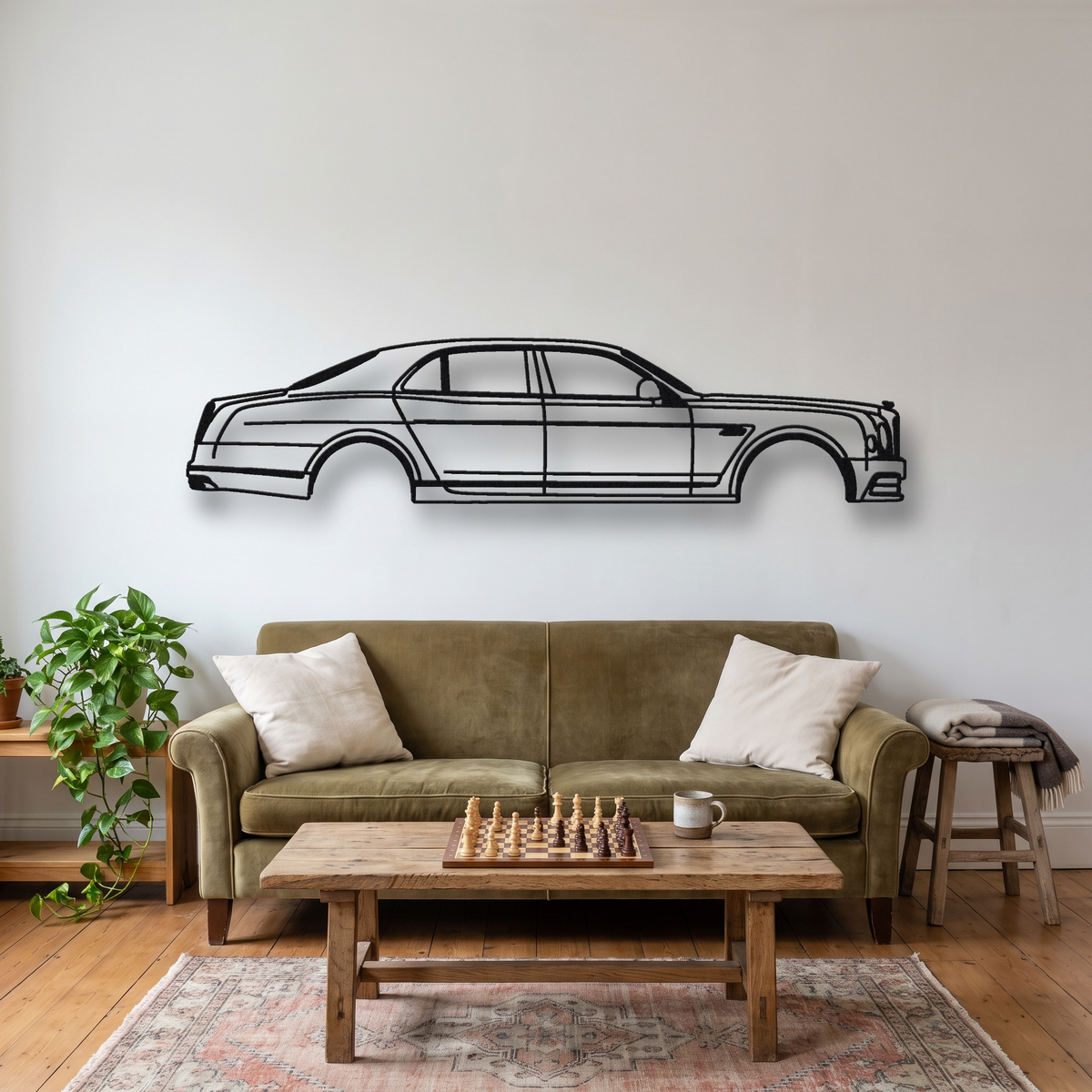2015-20 Bentley Mulsanne Speed metal wall art silhouette, front view on wall
