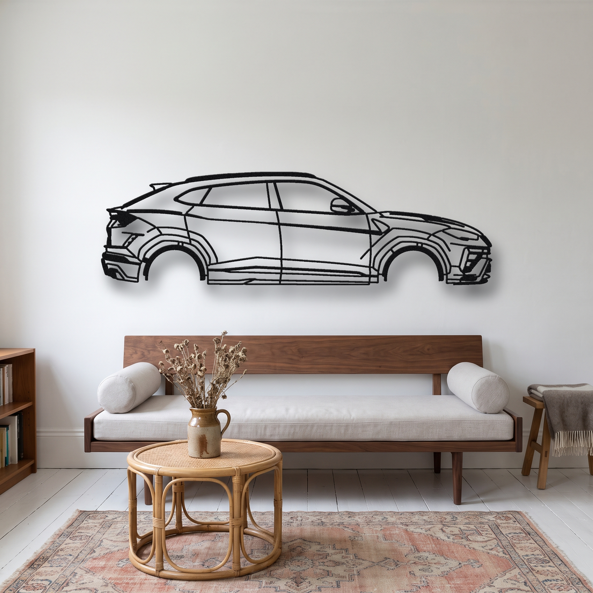 2023- Lamborghini Urus Performante 2nd gen metal wall art silhouette, front view on wall